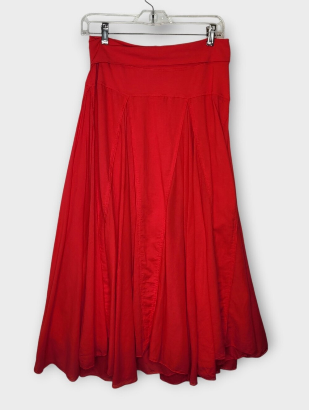 Hard Tail Diamond Flare Midi Skirt M Red